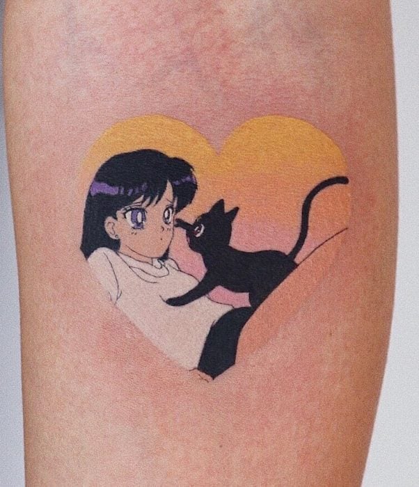 Tatuaje de Rei Hino y Luna de Sailor Moon