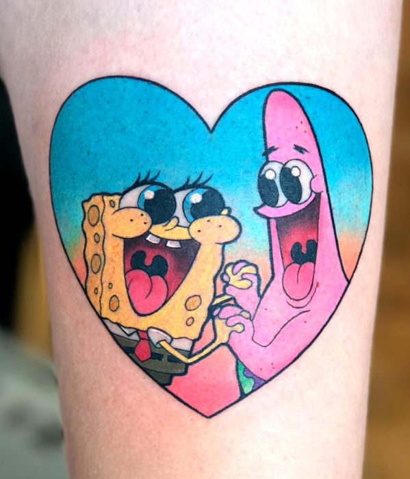 Tatuajes femeninos y con significado; caricatura, Bob Esponja y Patricio Estrella