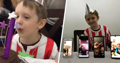 Cancela su fiesta de cumpleaños y su familia lo festeja por videollamada