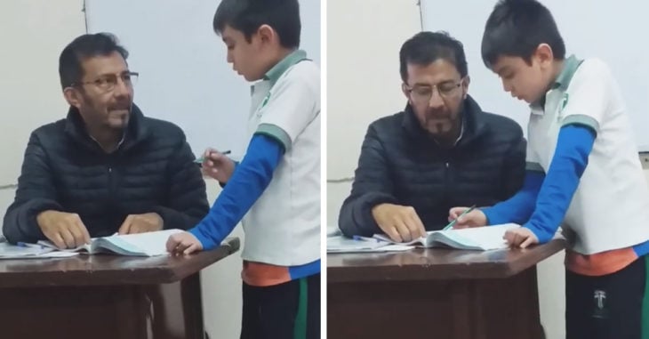 ¡Qué tierno! Profesor ayuda con su tarea a hijo de su alumna y es aplaudió en redes