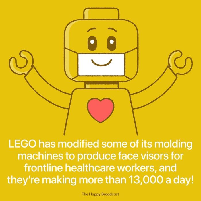 Ilustración de noticia positiva sobre apoyo de lego