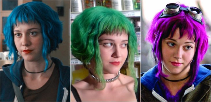 Ramona de Scott Pilgrim vs. the World con el cabello teñido de colores