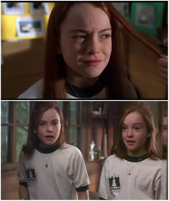 Lindsay Lohan en Juego de gemelas cortando su cabello