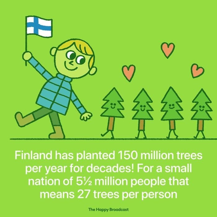 Ilustración de noticia positiva sobre árboles