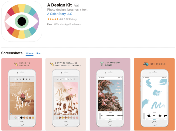 A design kit aplicación para edición de stories en Instagram