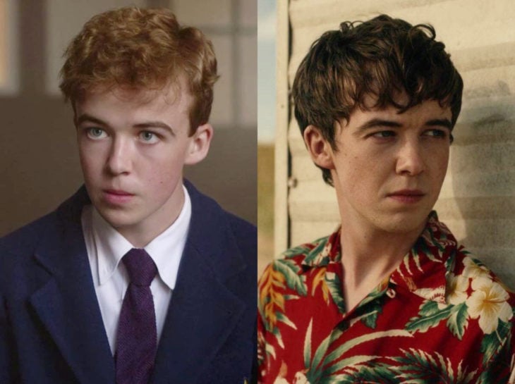 Actores jóvenes de la Generación Z antes y después; Alex Lawther. Benjamin Britten, The end of the f***ing world