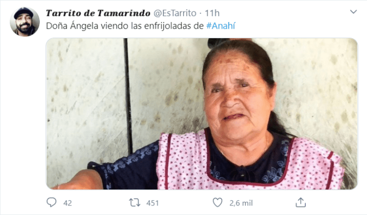 Comentarios en Twitter sobre enfrijoladas de Anahí