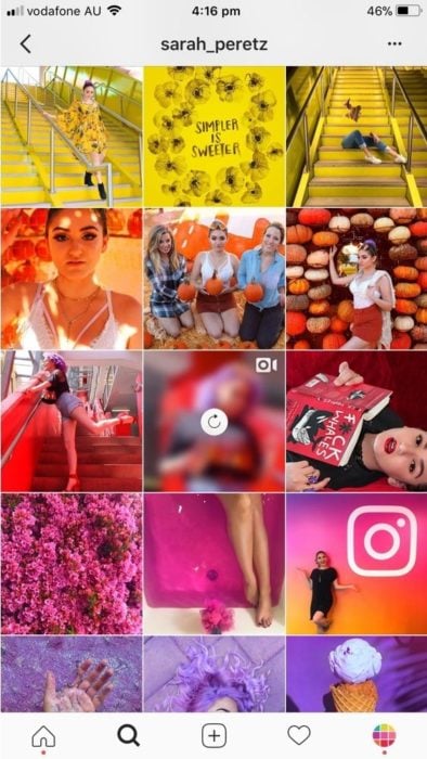 Feed de Instagram tipo arcoíris