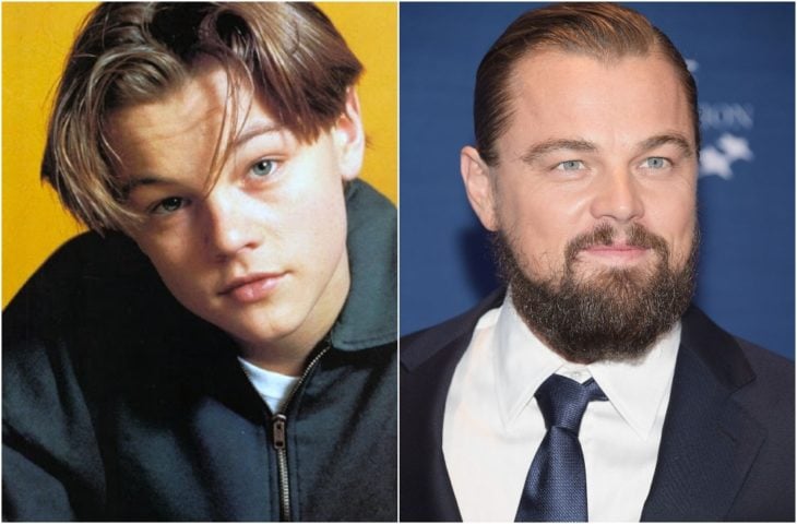 Leonardo DiCaprio de joven y en la actualidad con barba