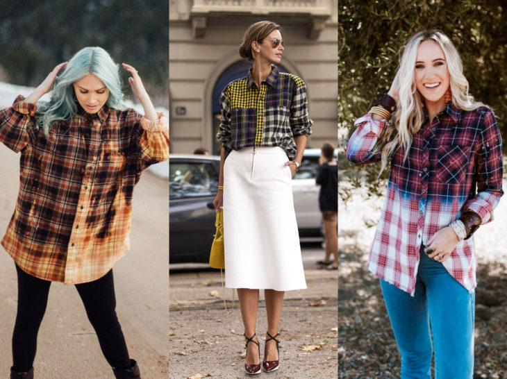 Outfits con blusa de leñador; camisa de cuadros bicolor