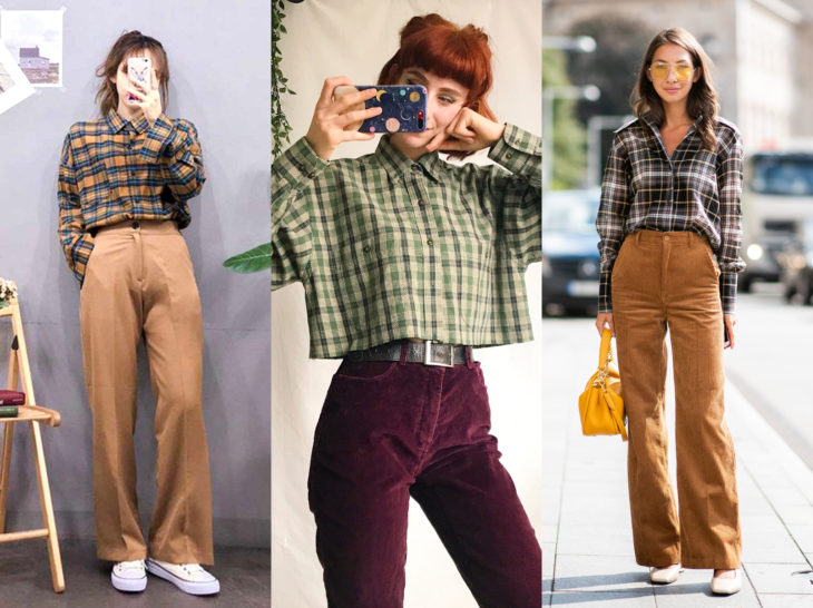 Outfits con blusa de leñador; camisa de cuadros con pantalón de vestir