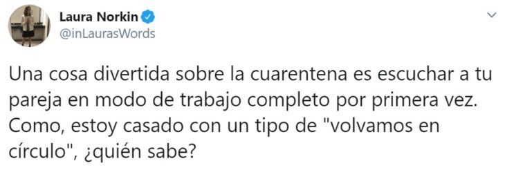 Captura de Twitter con relato de reacción ante faceta de personalidad de su familia por home office