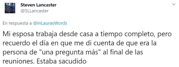 Captura de Twitter con relato de reacción ante faceta de personalidad de su familia por home office