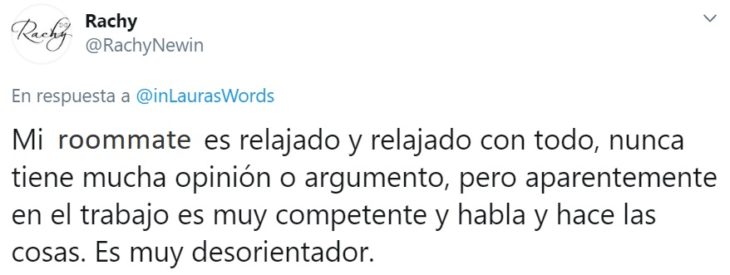 Captura de Twitter con relato de reacción ante faceta de personalidad de su familia por home office