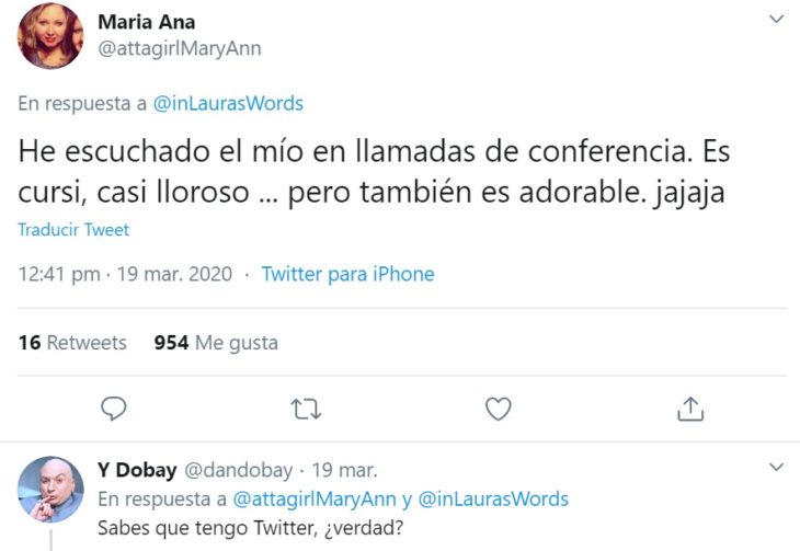 Captura de Twitter con relato de reacción ante faceta de personalidad de su familia por home office