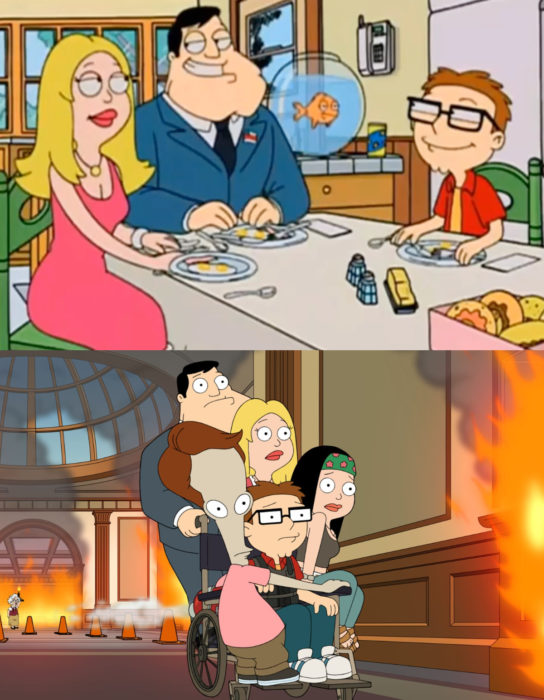 Caricaturas antes y después; American dad