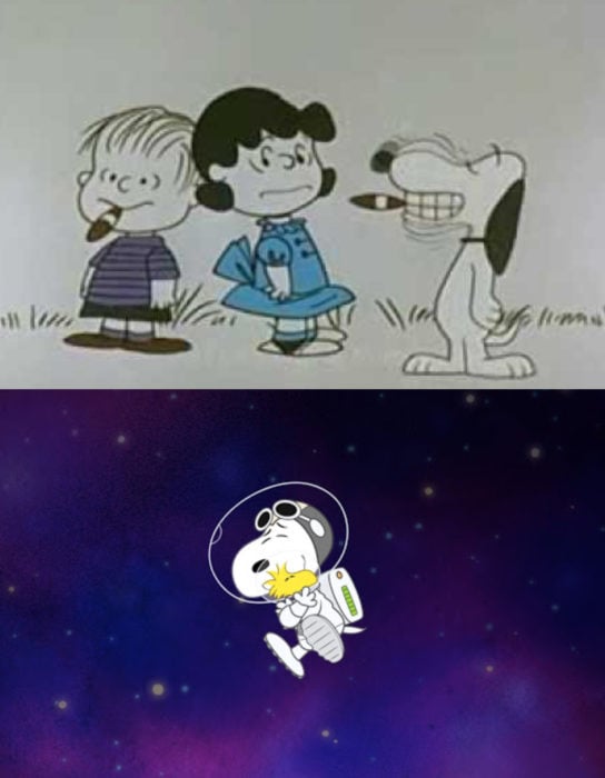 Caricaturas antes y después; Snoopy