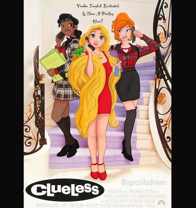 personajes de Disney en la portada de la película Clueless