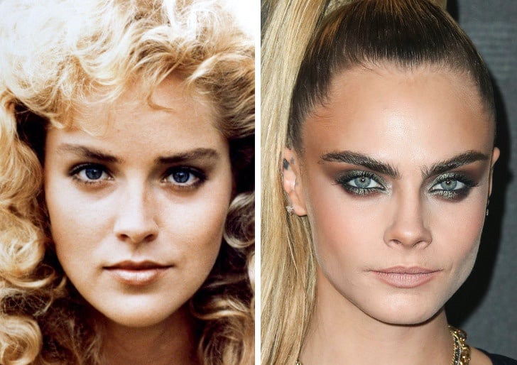 Comparación de belleza entre Sharon Stone y Cara Delevigne 