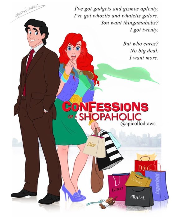 personajes de Disney en la portada de la película Confessions of a shopaholic