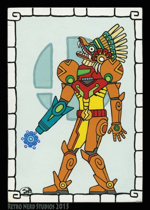 Ilustraciones de personajes de Nintendo imaginados como deidades de la cultura maya 