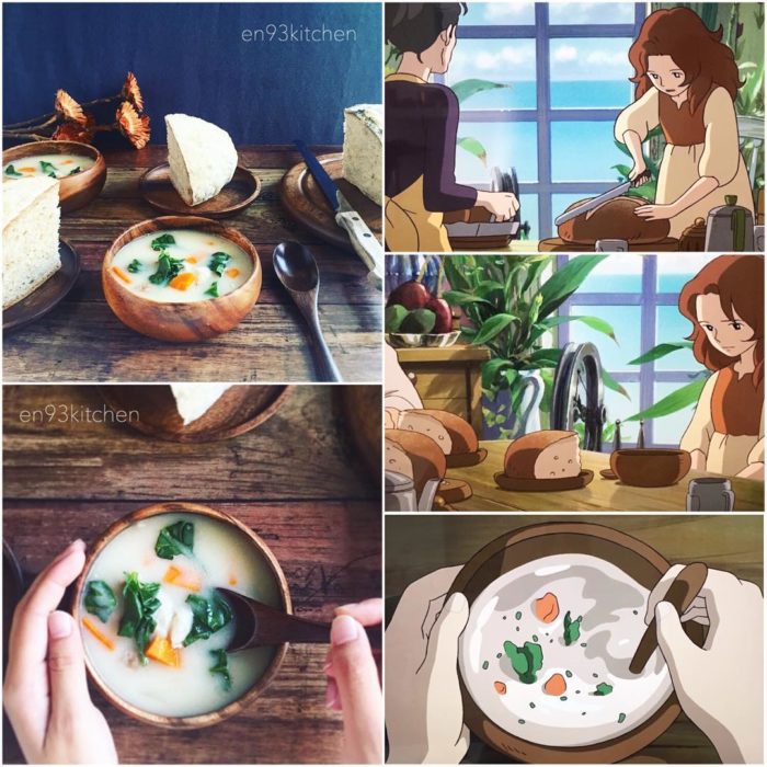 Recreación de comida de películas de Studio Ghibli, crema de cocido