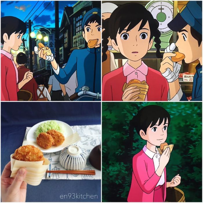 Recreación de comida de películas de Studio Ghibli, croquetas