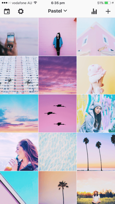 Feed de instagram con estilo de tonalidades pastel