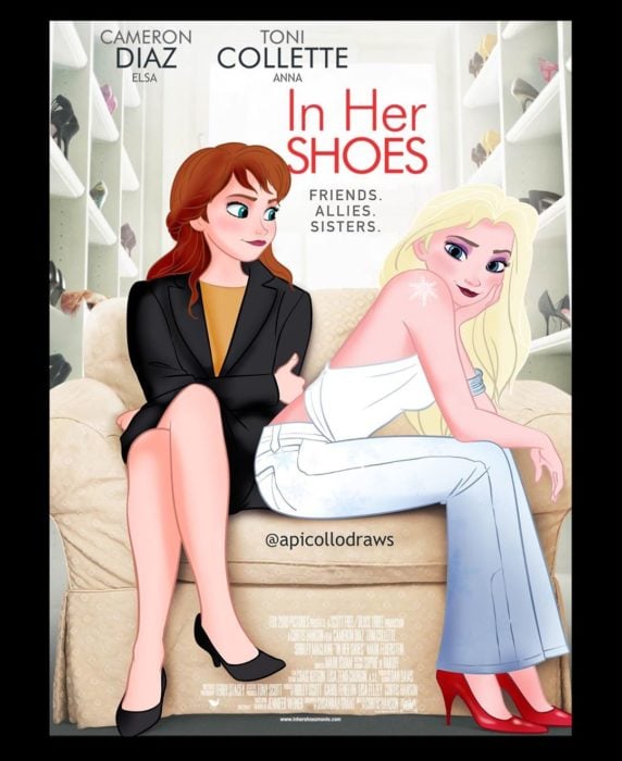 personajes de Disney en la portada de la película In her shoes