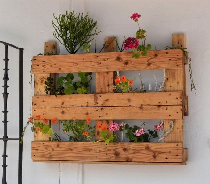 Jardín vertical hecho con pallets