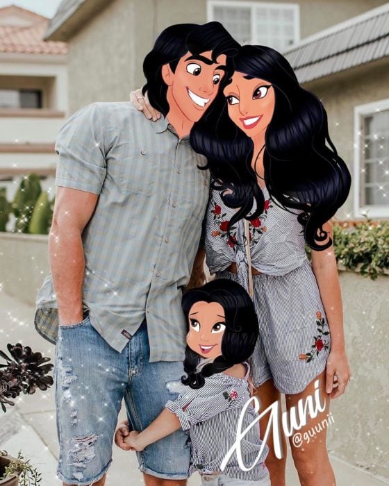 Jasmine y Aladin con su hija