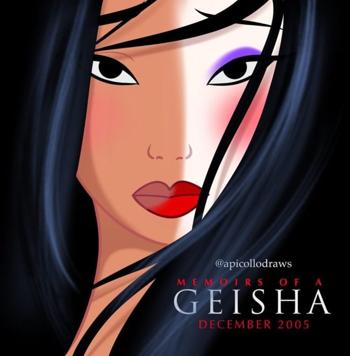 personajes de Disney en la portada de la película Memorias de una Geisha