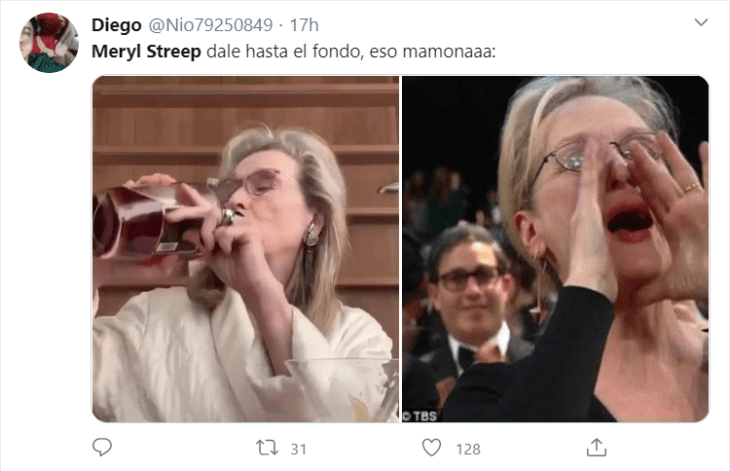 Meryl Streep tomando whisky