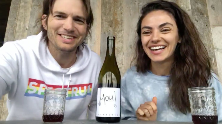 Mila y Ashton realizando la cata del quarantine wine