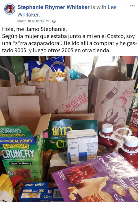 Comentario de mujer que fue al supermercado a realizar las compras de sus vecinos