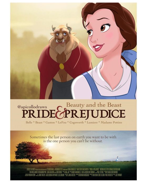 personajes de Disney en la portada de la película Orgullo y Prejuicio