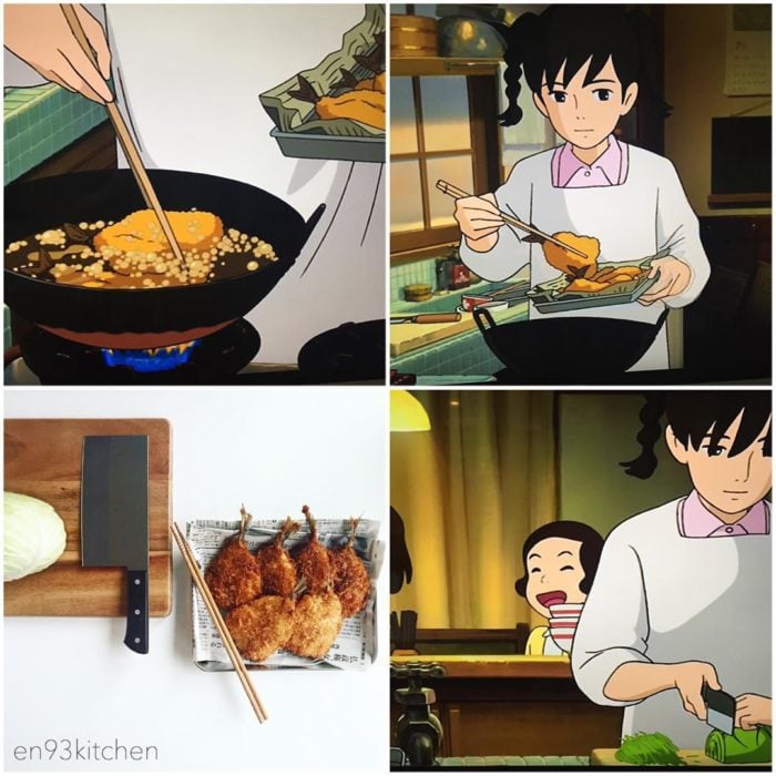Recreación de comida de películas de Studio Ghibli, pescado empanizado
