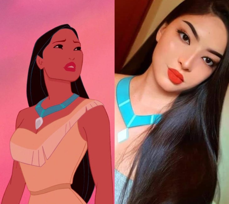 Disney princess challenge; chica disfrazada de princesa Pocahontas