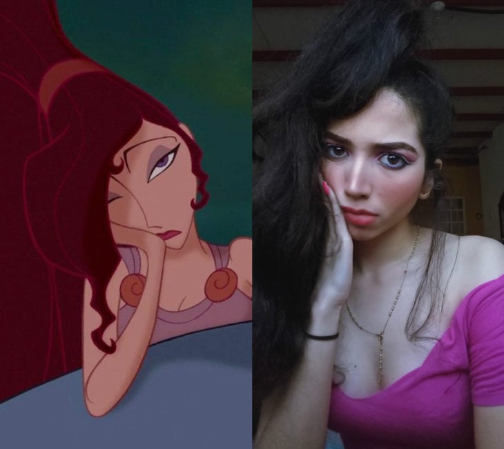 Disney princess challenge; chica disfrazada de Megara, Hércules
