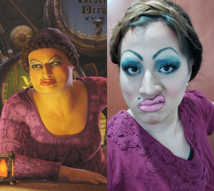 Disney princess challenge; chica disfrazada de la hermanastra fea de Shrek