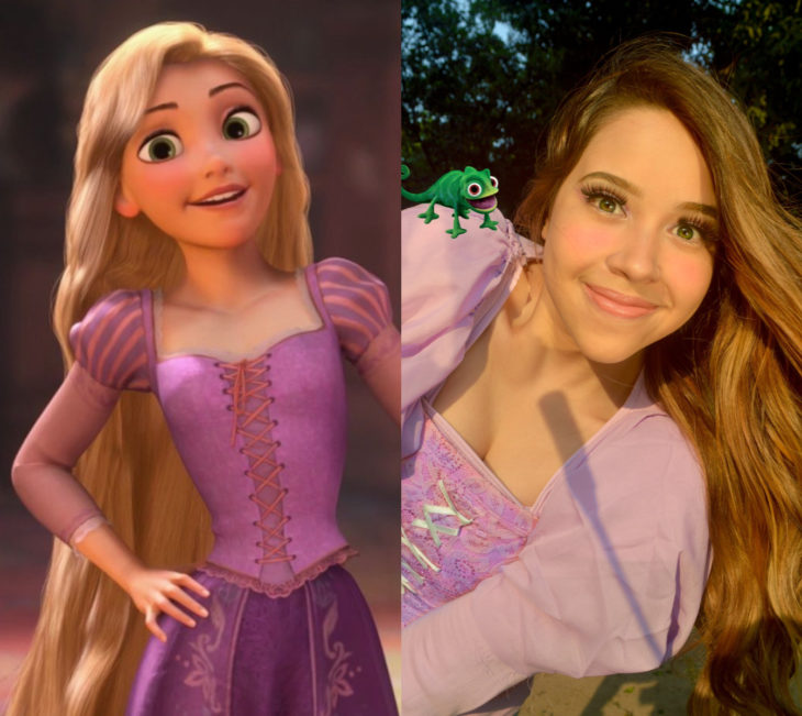 Disney princess challenge; chica disfrazada de Rapunzel, Enredados