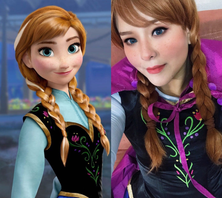 Disney princess challenge; chica disfrazada de princesa Anna, Frozen