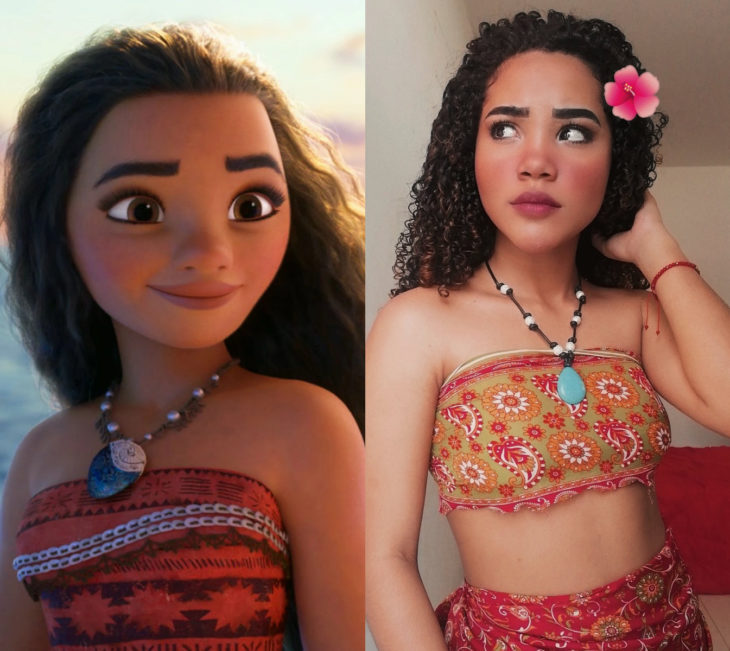 Disney princess challenge; chica disfrazada de princesa Moana