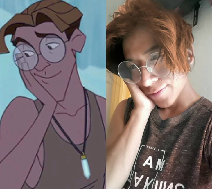 Disney princess challenge; chico disfrazado de Milo de Atlantis, el imperio perdido