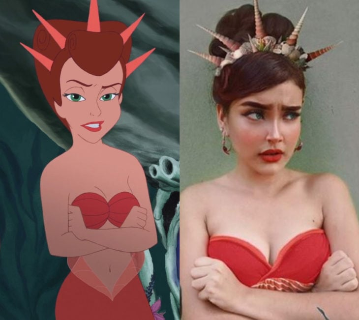 Disney princess challenge; chica disfrazada de princesa Attina, hermana mayor de Ariel, La sirenita