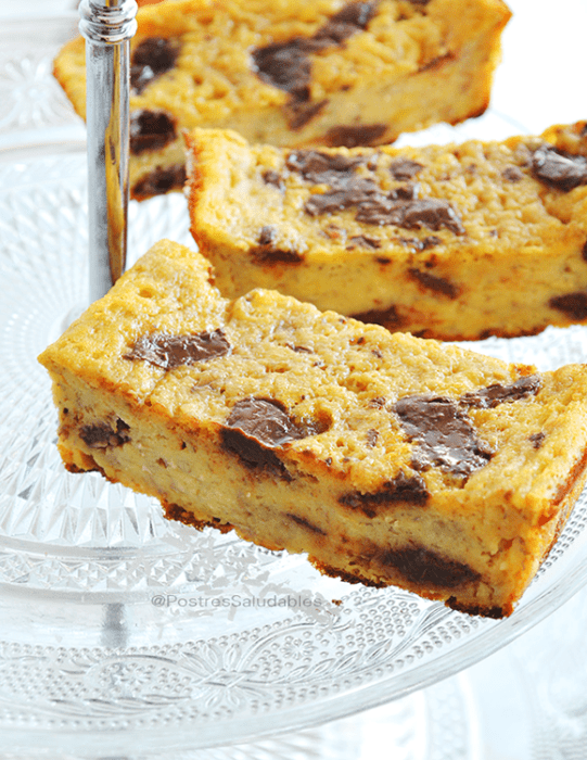 Pudin de plátano con chispas de chocolate