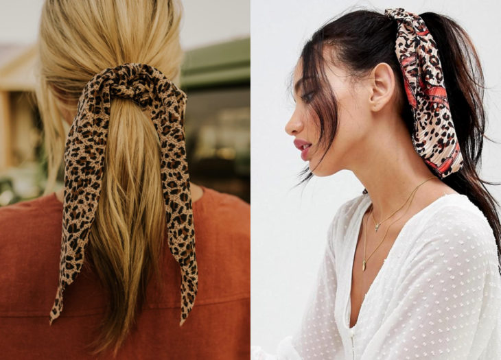 Atuendos con prendas de animal print de jaguar y leopardo, bandana, paliacate para el cabello