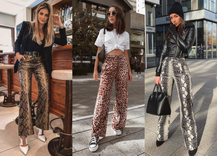 Atuendos con prendas de animal print de víbora, serpiente, jaguar, pantalones