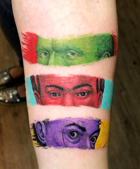 Tatuajes de Frida Kahlo, Vincent Van Gogh y Salvador Dalí