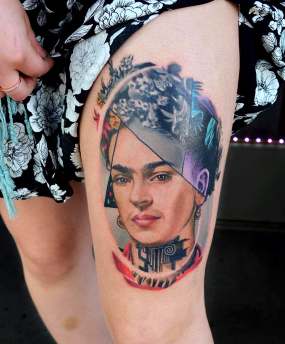 Tatuajes de Frida Kahlo en la pierna